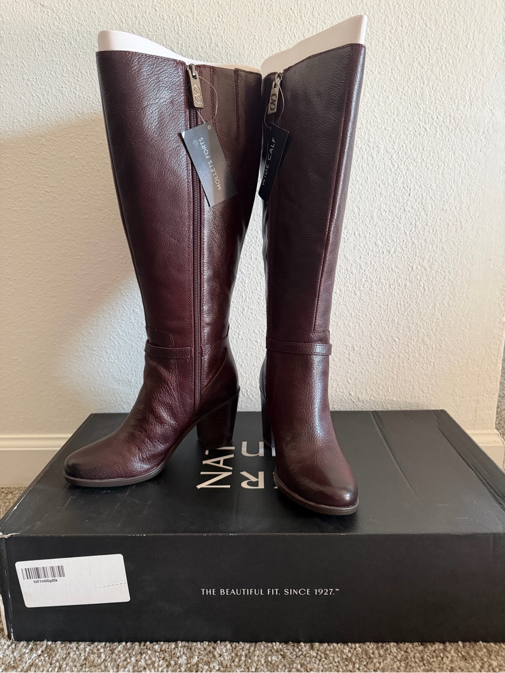 Naturalizer Over-the-Knee Leather Boots in Burgundy (Wide Calf)